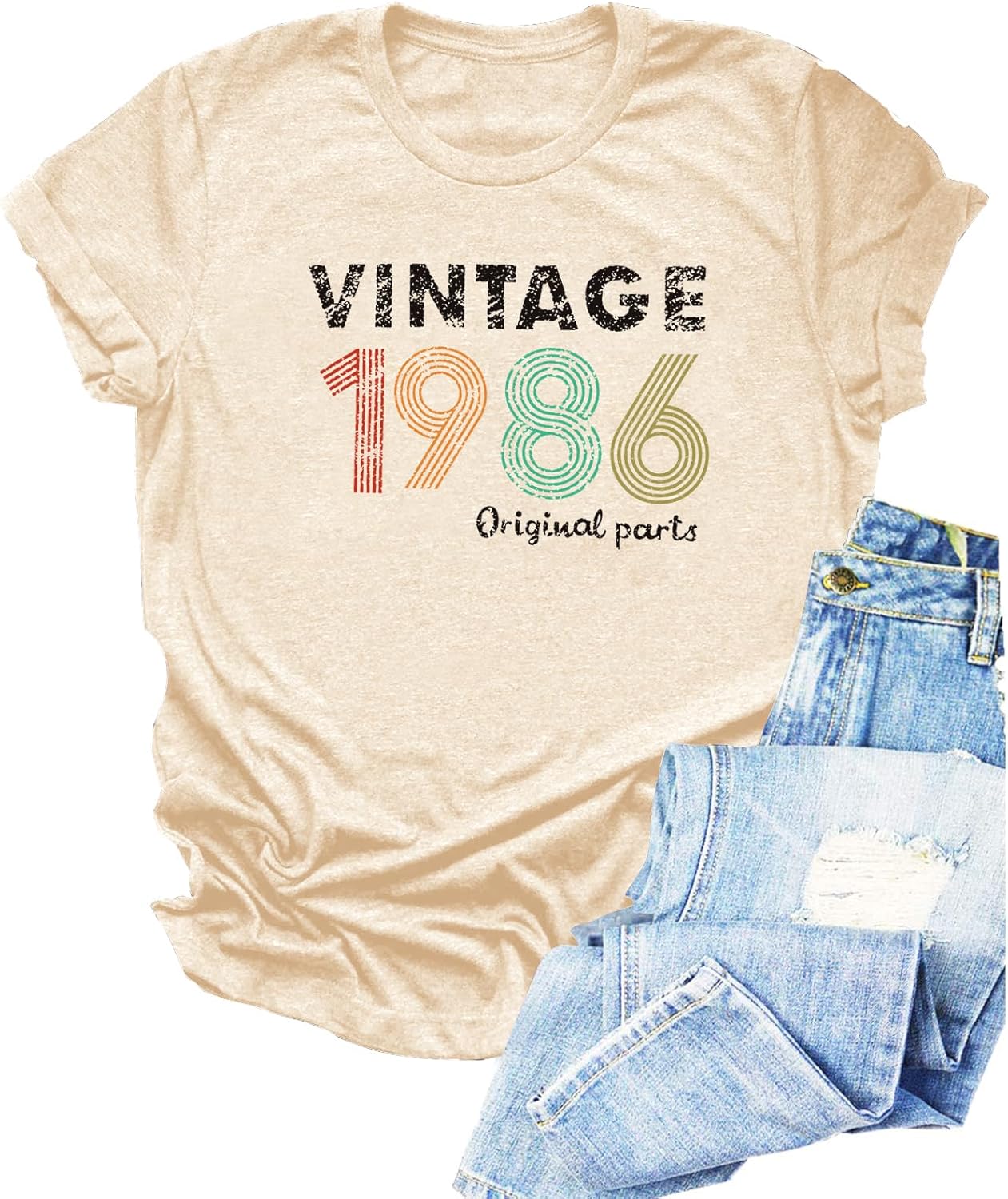 Chulianyouhuo Vintage 1986 T Shirts for Women 40th Birthday Gifts Letter Print Retro Party Tops Casual Short Sleeve Tee