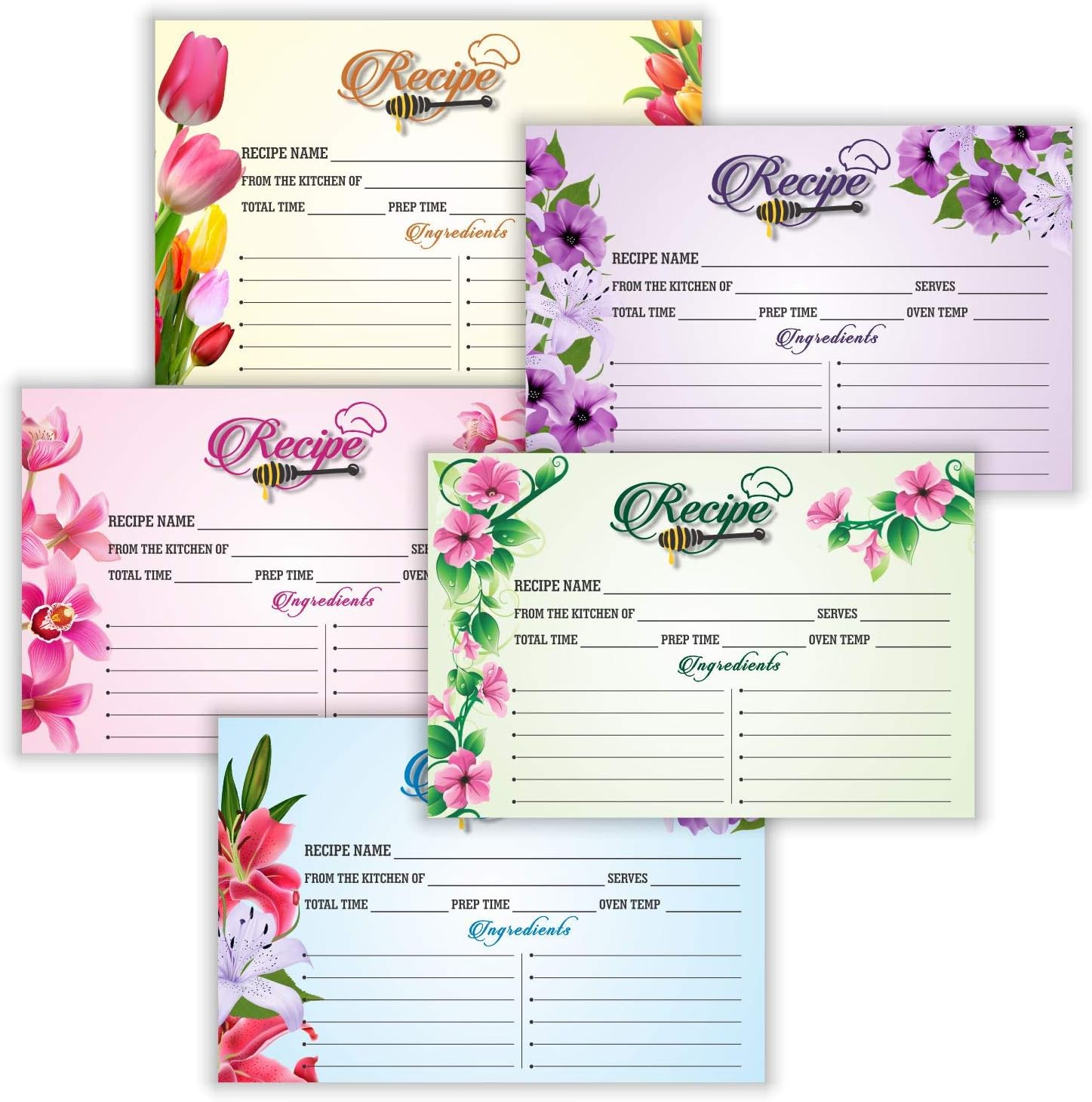 PARTH IMPEX Recipe Cards - (Pack of 50) 4x6 Double Sided, Floral Cards for Family Recipes, Wedding Shower, Bridal Shower, Baby Shower, Housewarming Gifts
