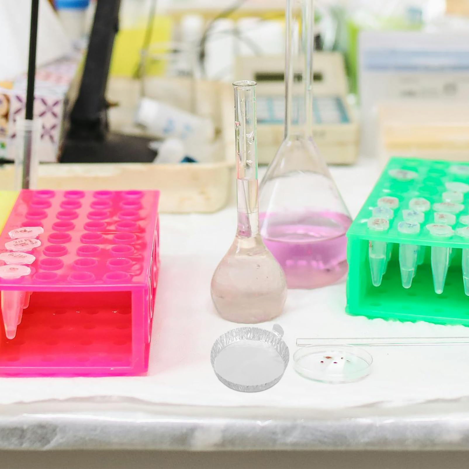 SOLUSTRE 50pcs Aluminum Weigh Boats Aluminum Foil Weighing Dish Plate Trays Aluminum Foil Weighing Trays Sample Weighing Trays Labs Weighing Pans 60ml