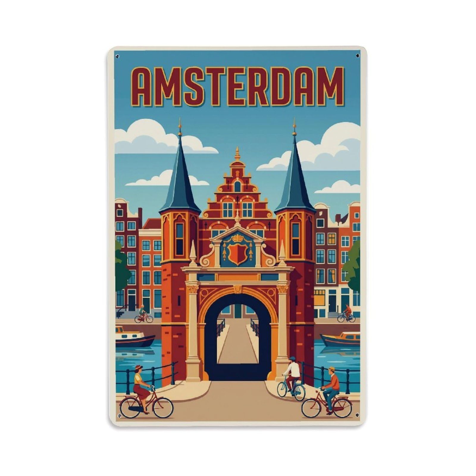 Vintage Travel Gateway Netherlands Entrance Metal Tin Sign Plaque Wall Decor for Cafe, Club Bar, Office, Home Garden Metal Poster 8x12Inch