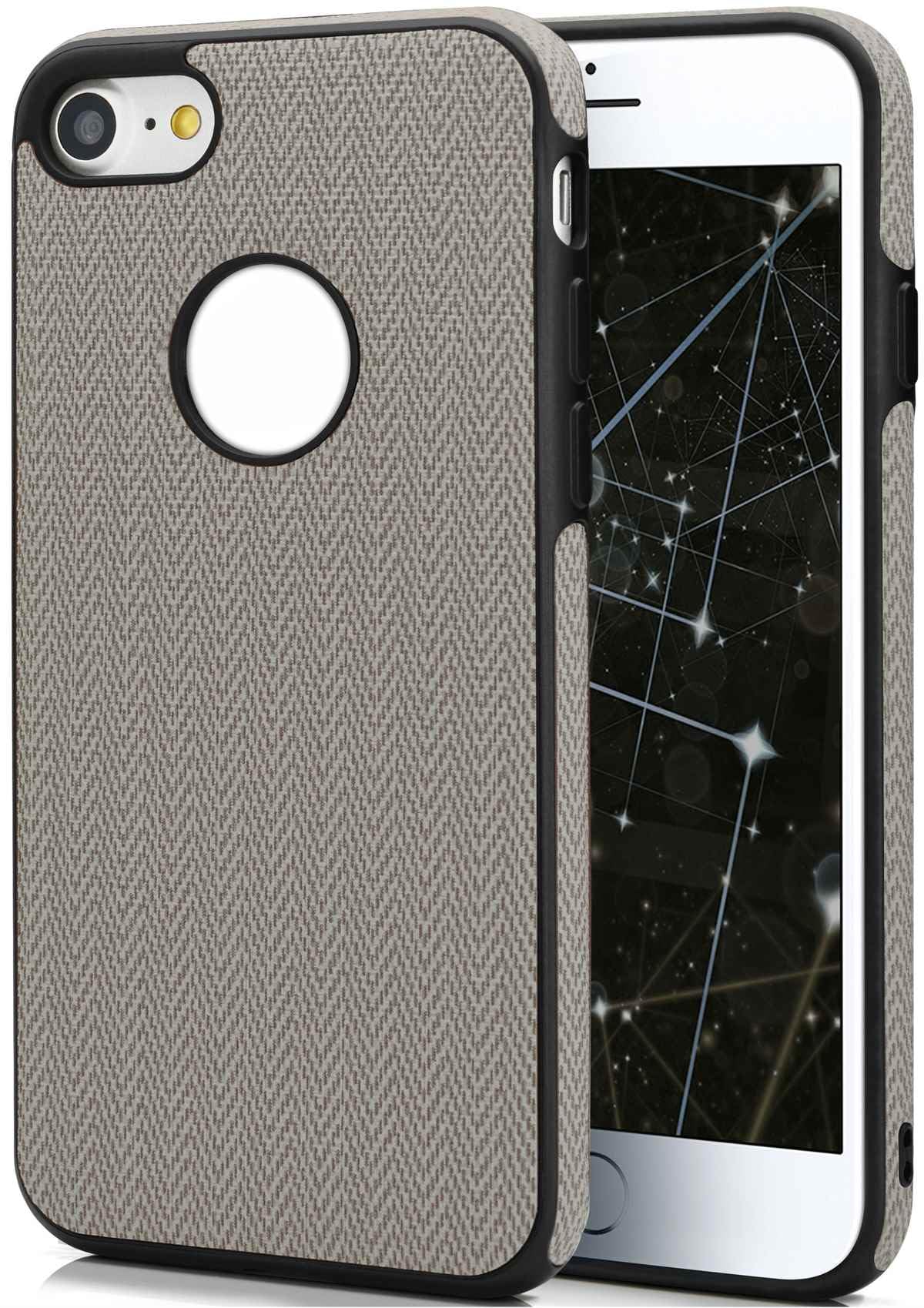 Moex Cover In Silicone Con Inserti In Stoffa Per IPhone 6S Plus / 6 Plus - Protezione Sottile 1mm - Colore Tortora/Nero - 3