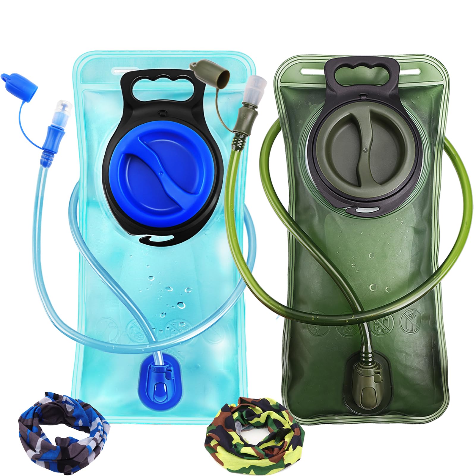 Hydration Bladder 2 Pack, 2L Water Bladder for Hiking Backpack Leak Proof Water Reservoir Storage, 2 Liter BPA-Free Water Pouch Hydration Pack Replacement for Biking Climbing Cycling Running