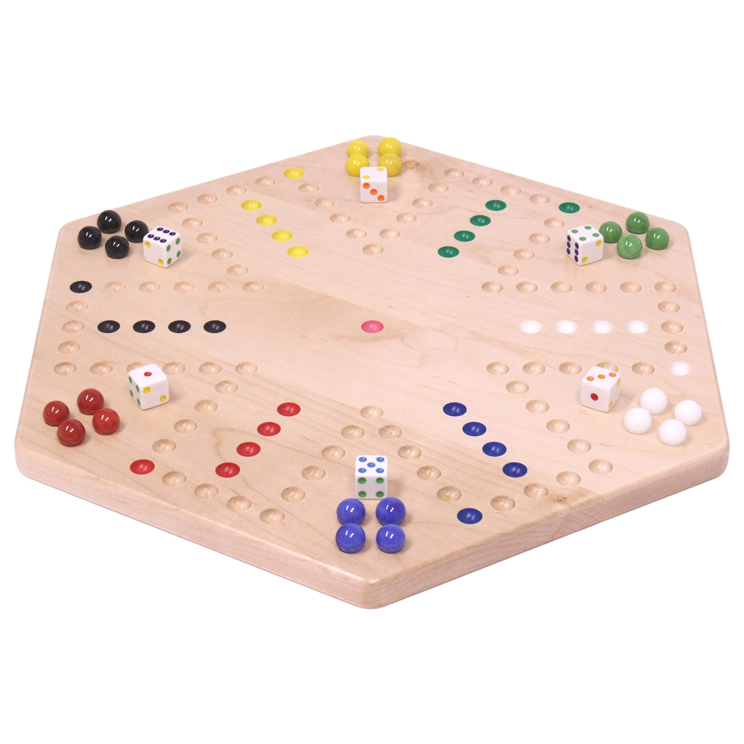 Amazon.com: AmishToyBox.com Wahoo Marble Aggravation Board Game Set - 16"  Wide - Solid Maple Wood - Double-Sided - with 16mm Marbles and Dice  Included : Toys & Games