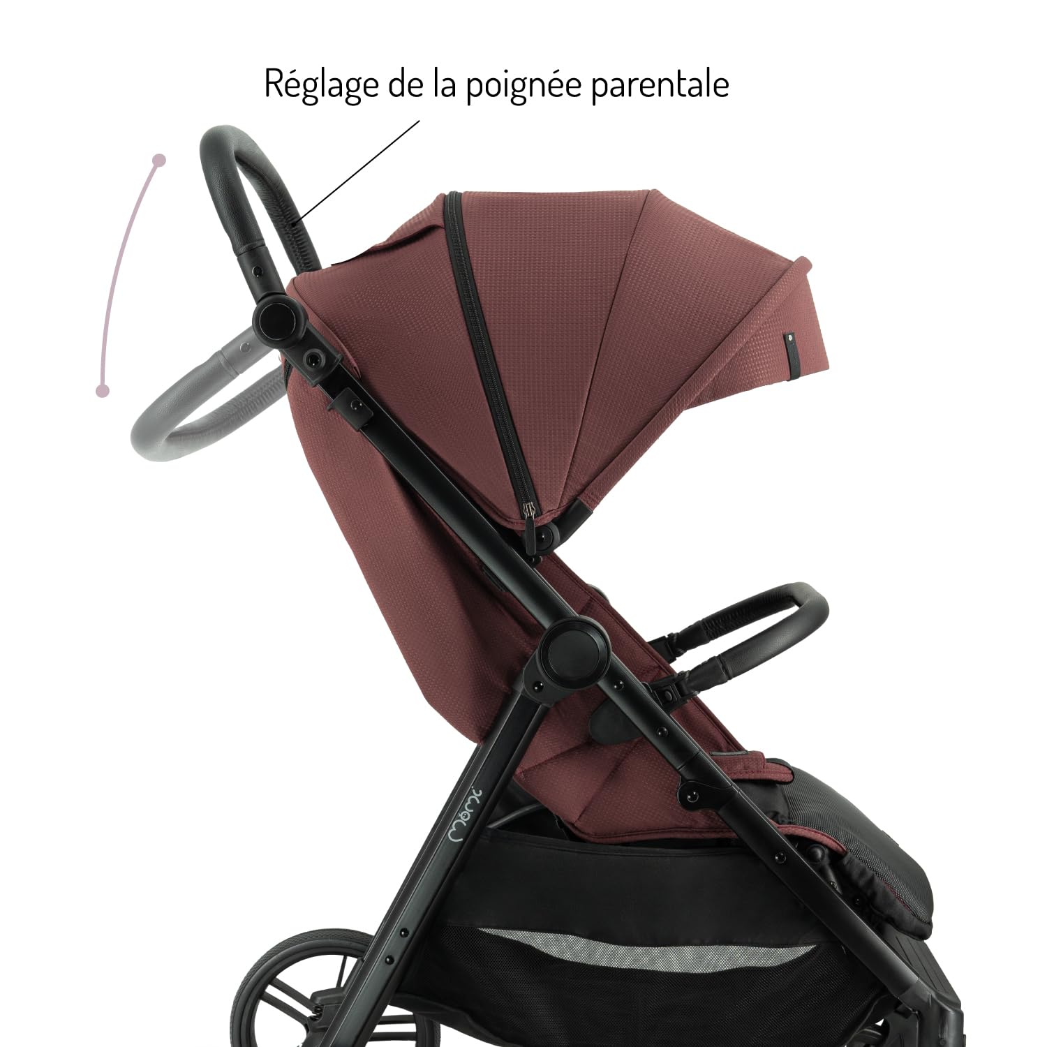 Poussette MoMi CLARA à partir de 6 mois, jusqu'à 22 kg de poids corporel, harnais de sécurité 5 points, couvre-jambes, porte-gobelet, panier de courses, sac, moustiquaire, habillage pluie