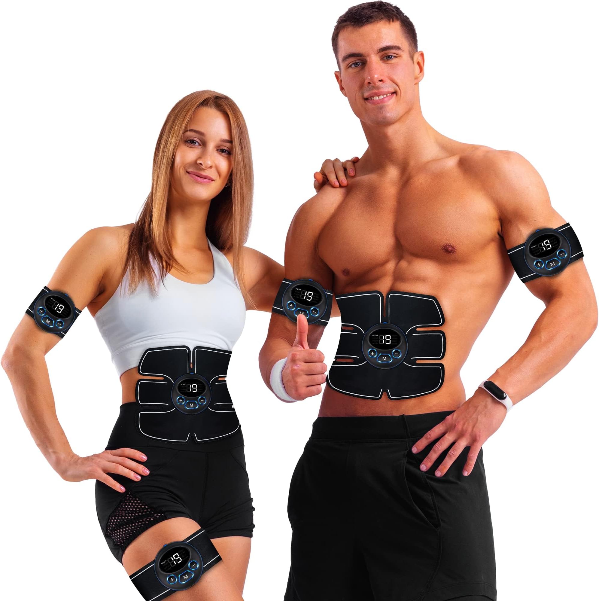 Nupharmisto Abs Stimulator - Ab Machine - Abs Workout Equipment - Perfect Work from Home Fitness- EMS Smart Fitness Ab Workout - Abs Stimulator Abdominal - Men and Women Ab Belt Trainer- 20 Gel Pads