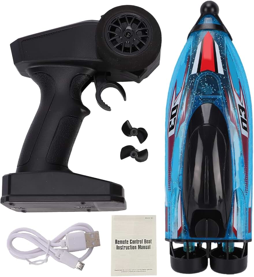 Mingzhe Barco de Controle Remoto Com Luz LED de Alta Velocidade, Motor Duplo, Rotação 360 ​​graus, Adequado para Lagos, Piscinas, (#2)