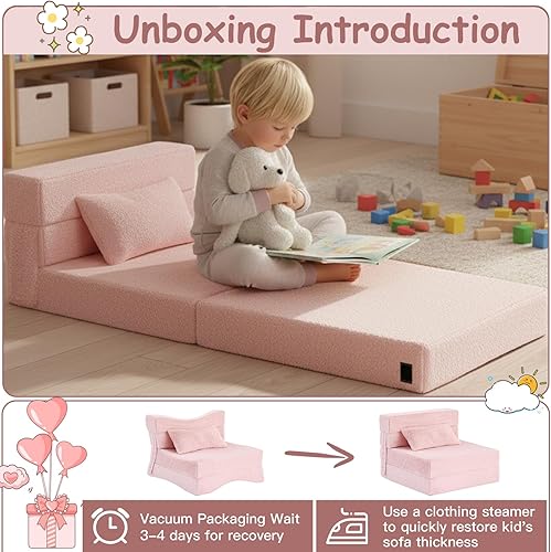 Miniatura 9 de Tiita Colchón plegable para sofá cama para niños, tapete plegable lavable para siesta para niños pequeños, sofá plegable para niños, futón, silla