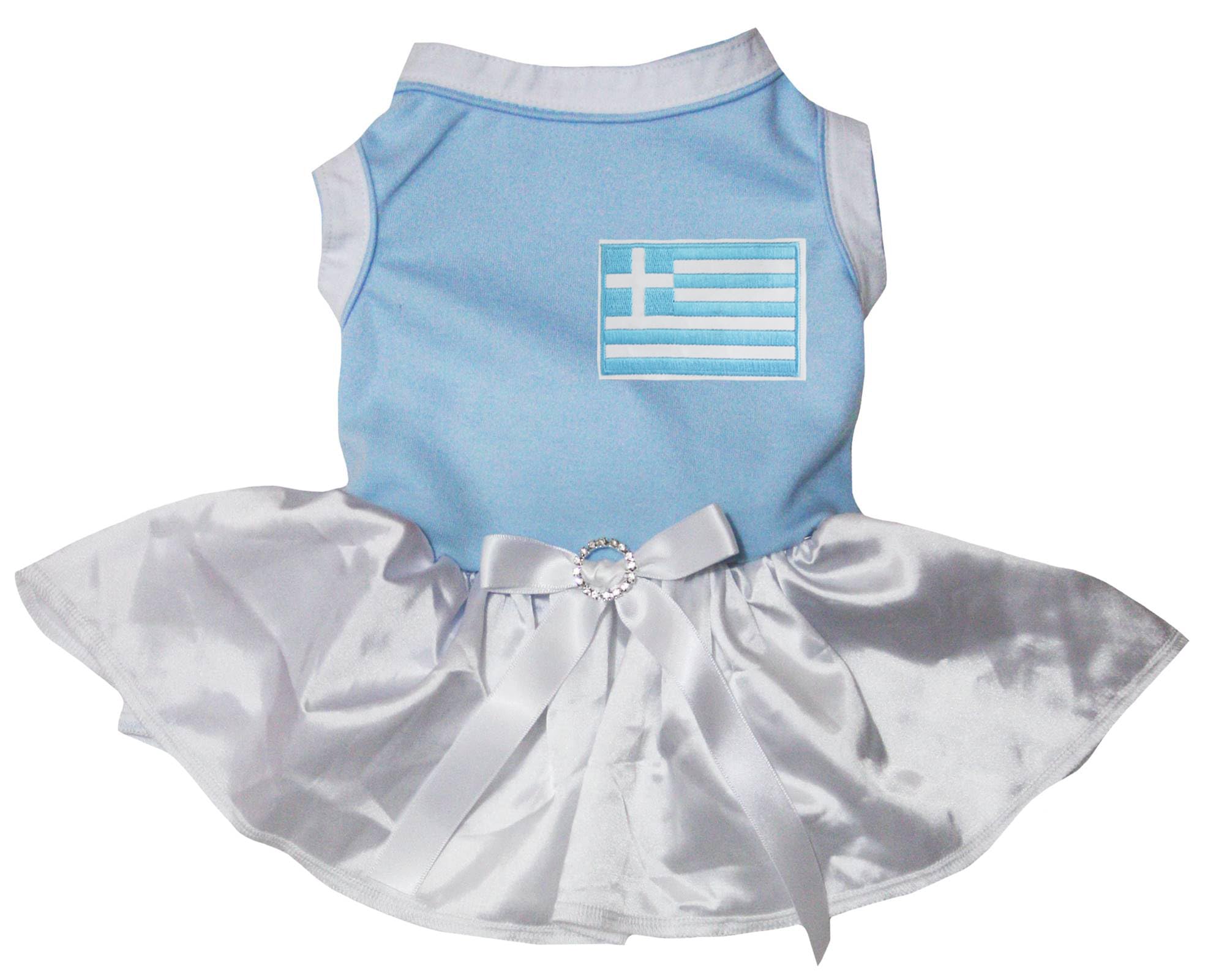 Robe pour chien drapeau Grèce bleu et blanc en taille L pour animal de compagnie