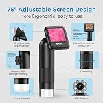 Apexel Handheld Digital Microscope with 2” LCD Screen, 800X Pocket Portable Microscope for Kids with Adjustable Lights Coins Electronic Magnifier Camera, USB to PC Including SD Card, Black (MS008)