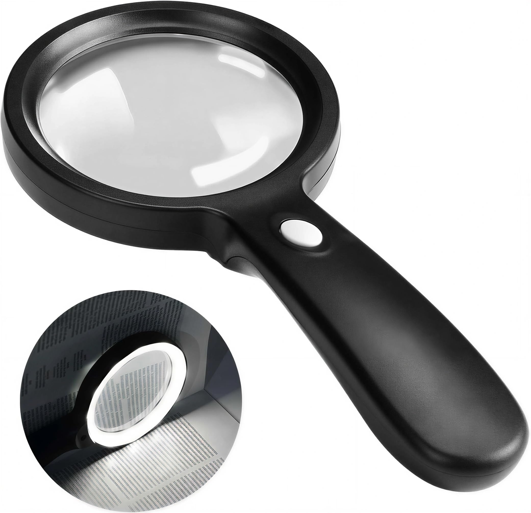 Magnifying Glass with Light, 10x Handheld Large Magnifying Glass with 12 LED Lights for Macular Degeneration, Seniors Reading, Soldering, Inspection, Coins, Jewelry, Exploring