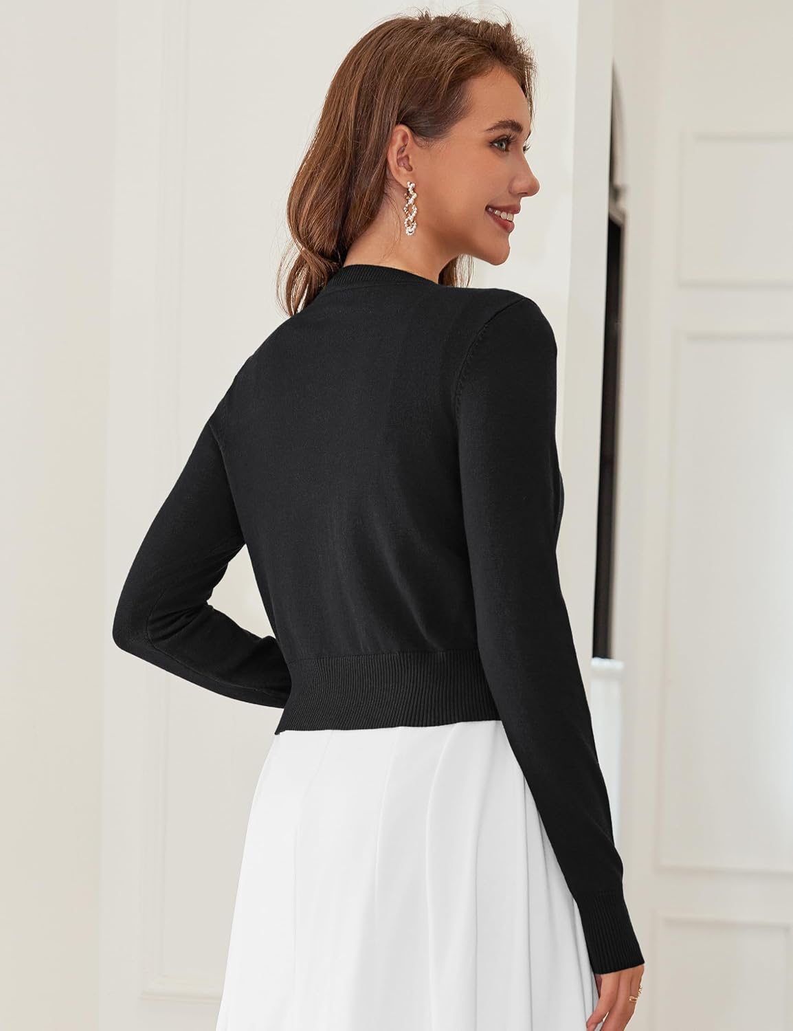 LETDIOSTO Cropped Cardigan Bolero Shrug for Women, Button Down Long Sleeve Knit Sweater for Dresses,for Jeans, XS to XL - Image 6