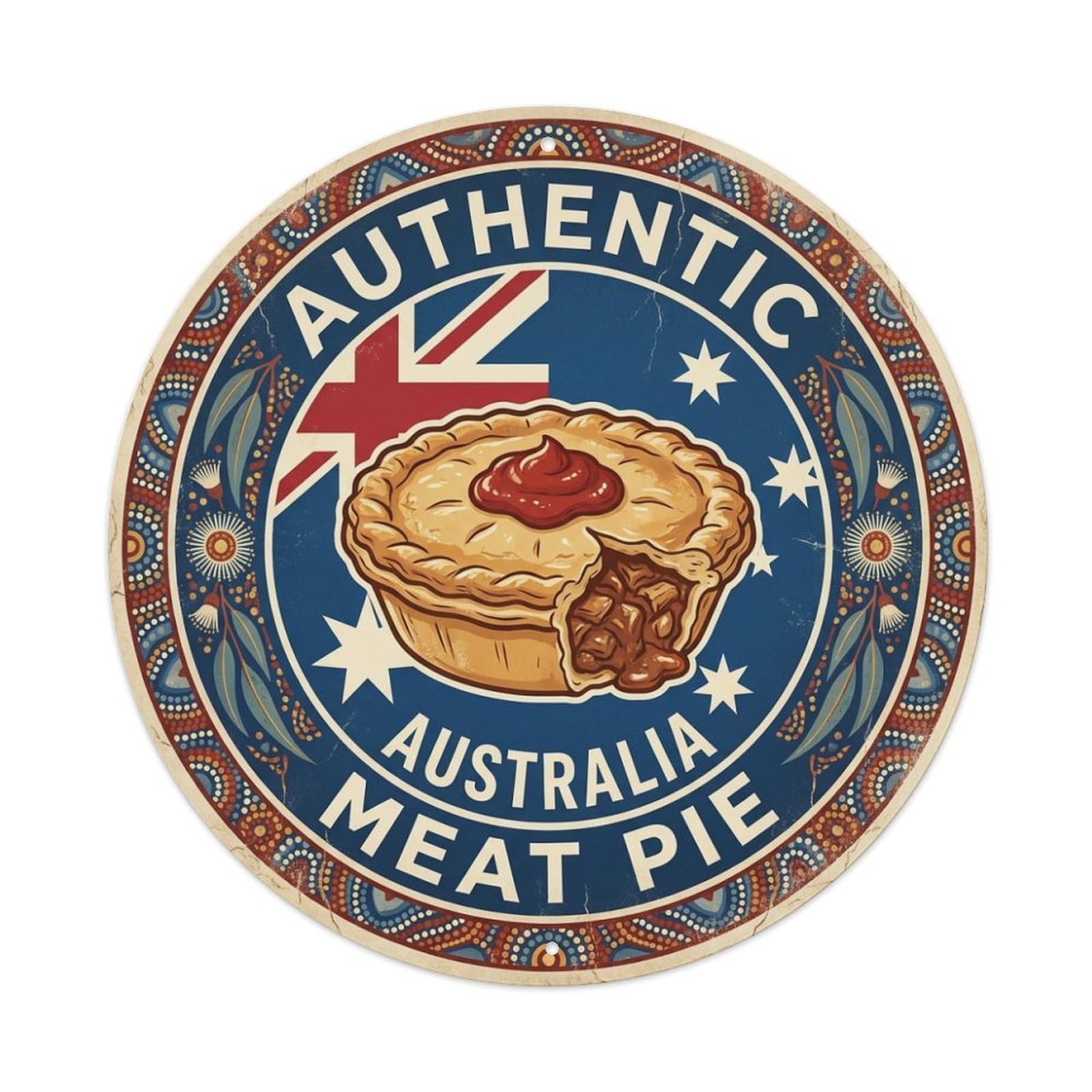 Olhnbad Style Australia Travel Meat Pie Savory Pastry Cuisine Metal Tin Sign