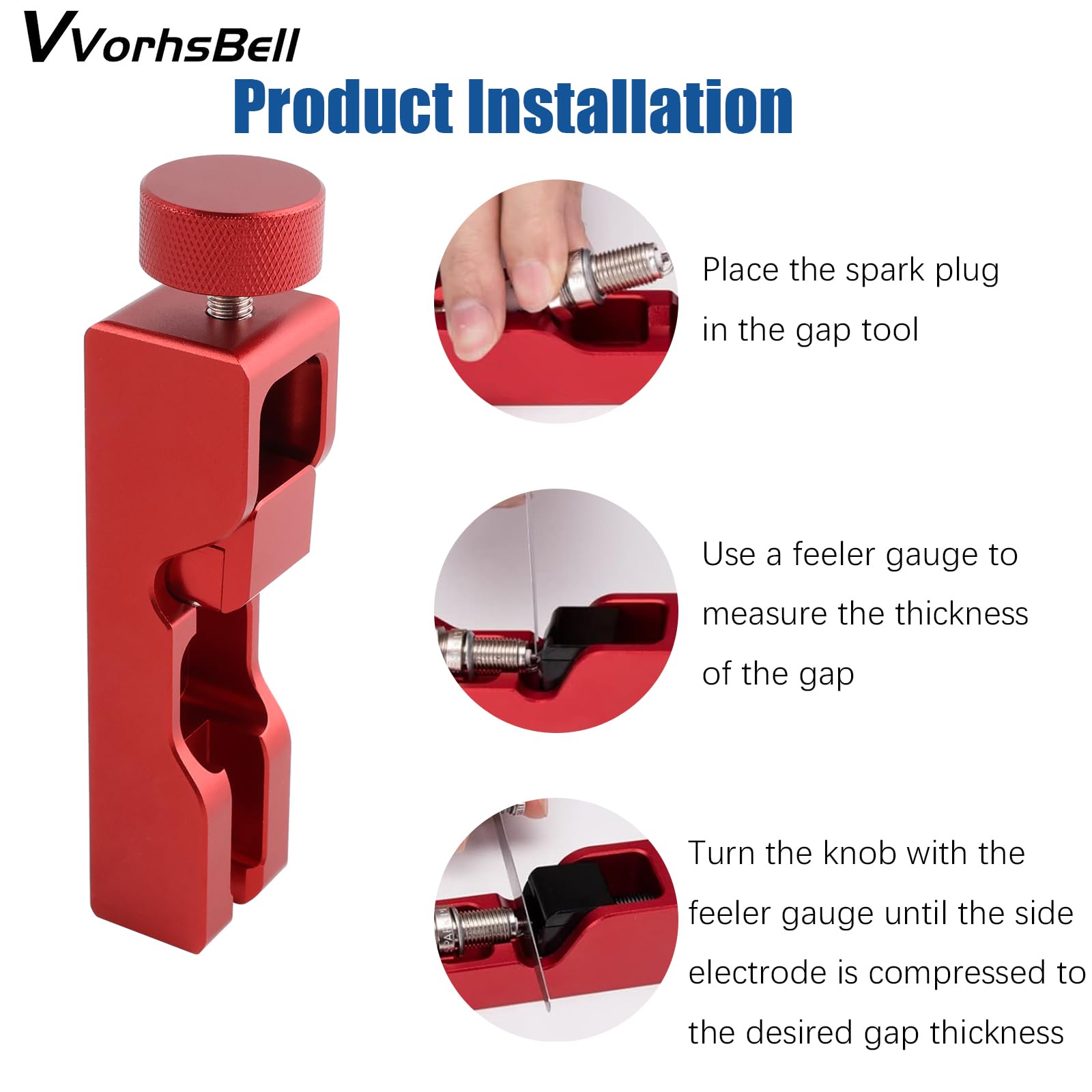 Strumento universale per candele di accensione, adatto per 10 mm, 12 mm, 14 mm, 16 mm, preciso 0,04-0,88 mm, strumento di impostazione per manutenzione auto e moto (rosso)