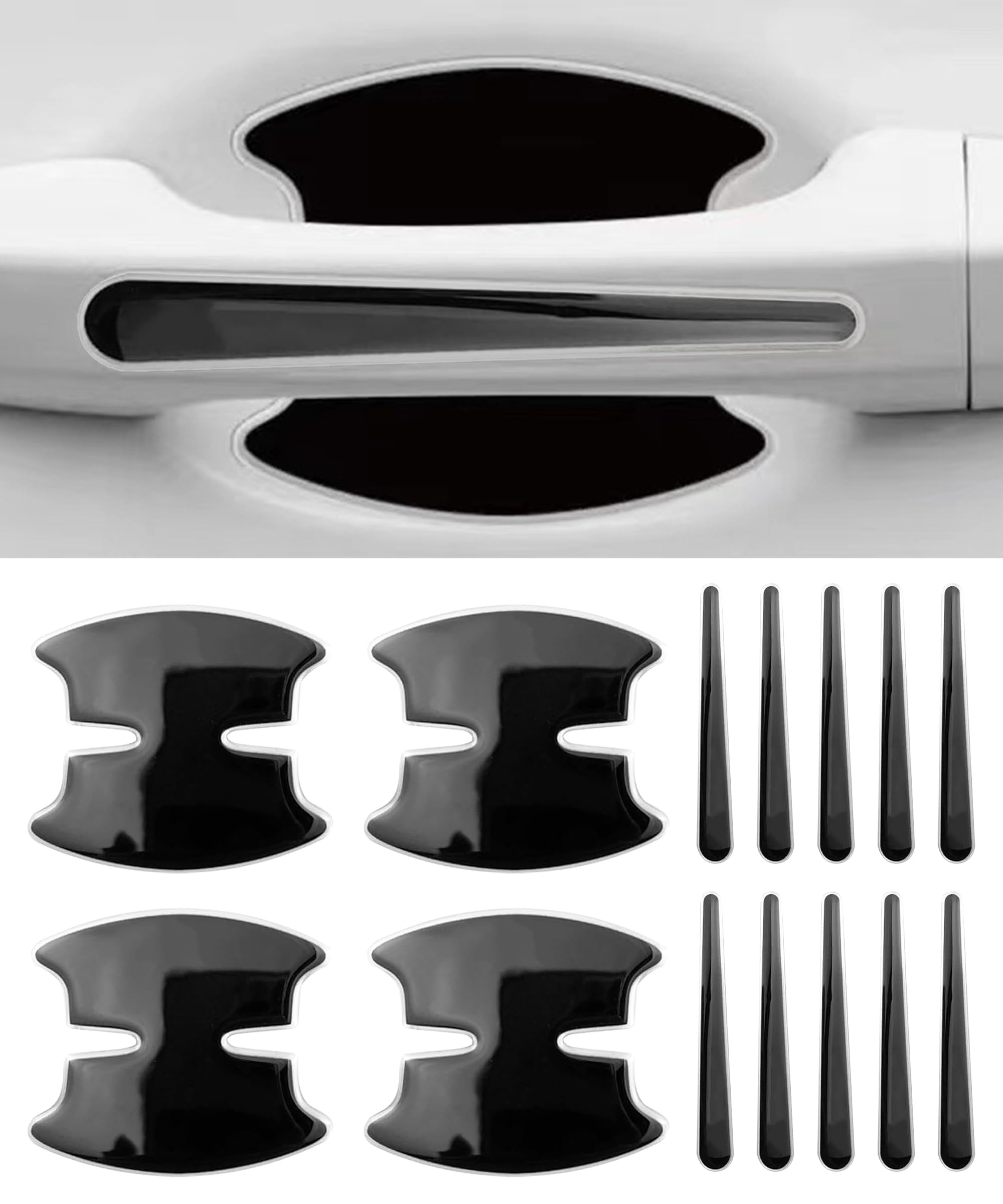 Film De Protection Pour Poignées De Porte De Voiture – PVC Souple Strassé, Kit 6 Bandes Poignées + 4 Bandes Cuvettes