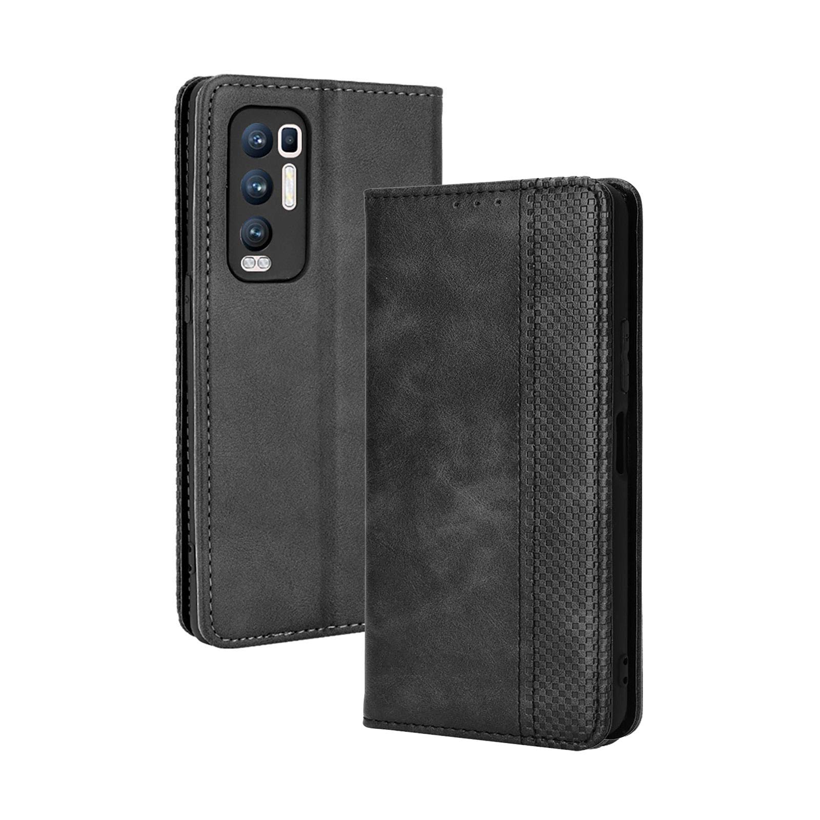 Custodia Portafoglio Neinei Per OPPO Find X3 Neo – Con Slot Carte, Supporto E Chiusura Magnetica – Colore Marrone, TPU + PU - 2