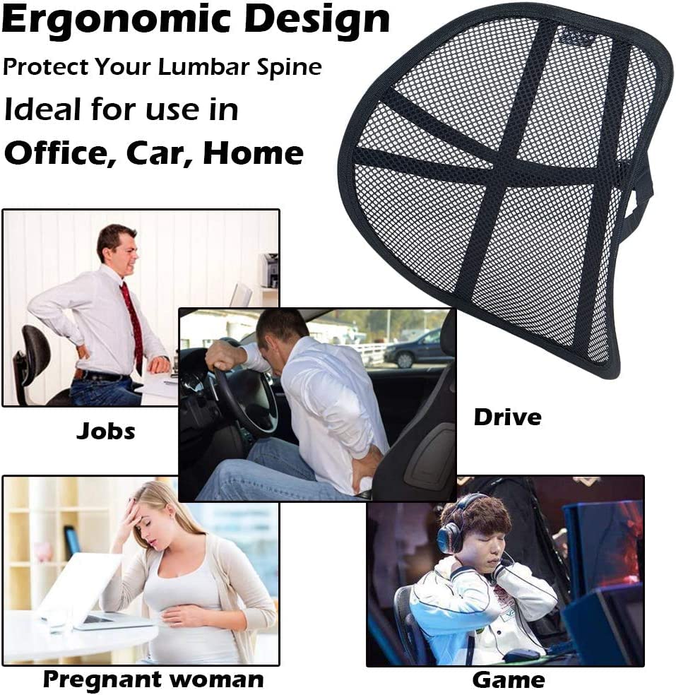 Big Ant Support lombaire en maille double couche ergonomique pour le confort et le soulagement des douleurs dans le bas du dos – Support lombaire pour siège de voiture pour conducteur, chaise