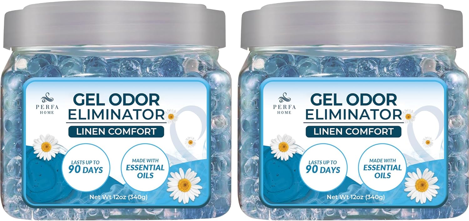 Scented Gel Air Freshener | (Pack of 2) Linen Comfort Gel Air Fresheners for Home, Office, and Small Spaces | Lasts 90 Days for Improved Home Fragrance | Essential House Air Freshener by Perfa
