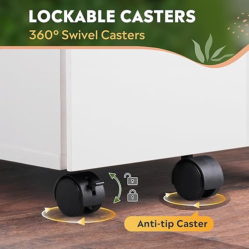 Vista 20 de DEVAISE Archivador de 3 cajones con cerradura, pequeño archivador rodante debajo del escritorio, cajones de oficina de madera para carpetas de Negro