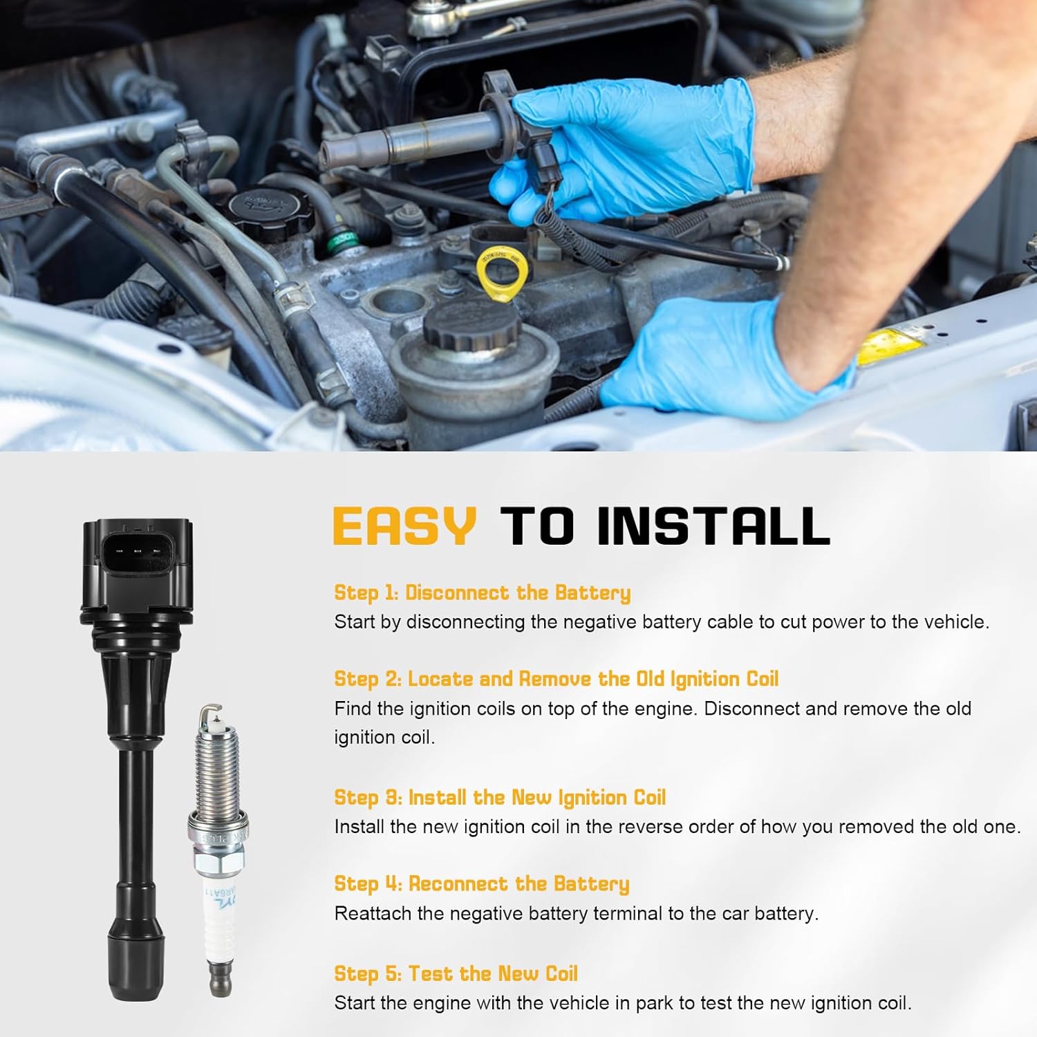 QYL Set of 4 Ignition Coil UF549 & Iridium Spark Plugs 9029 Compatible with 2007-2014 Nissan Altima Versa Sentra Rogue Cube QX60 NV200 2.5L 2.0L 1.8L 1.6L