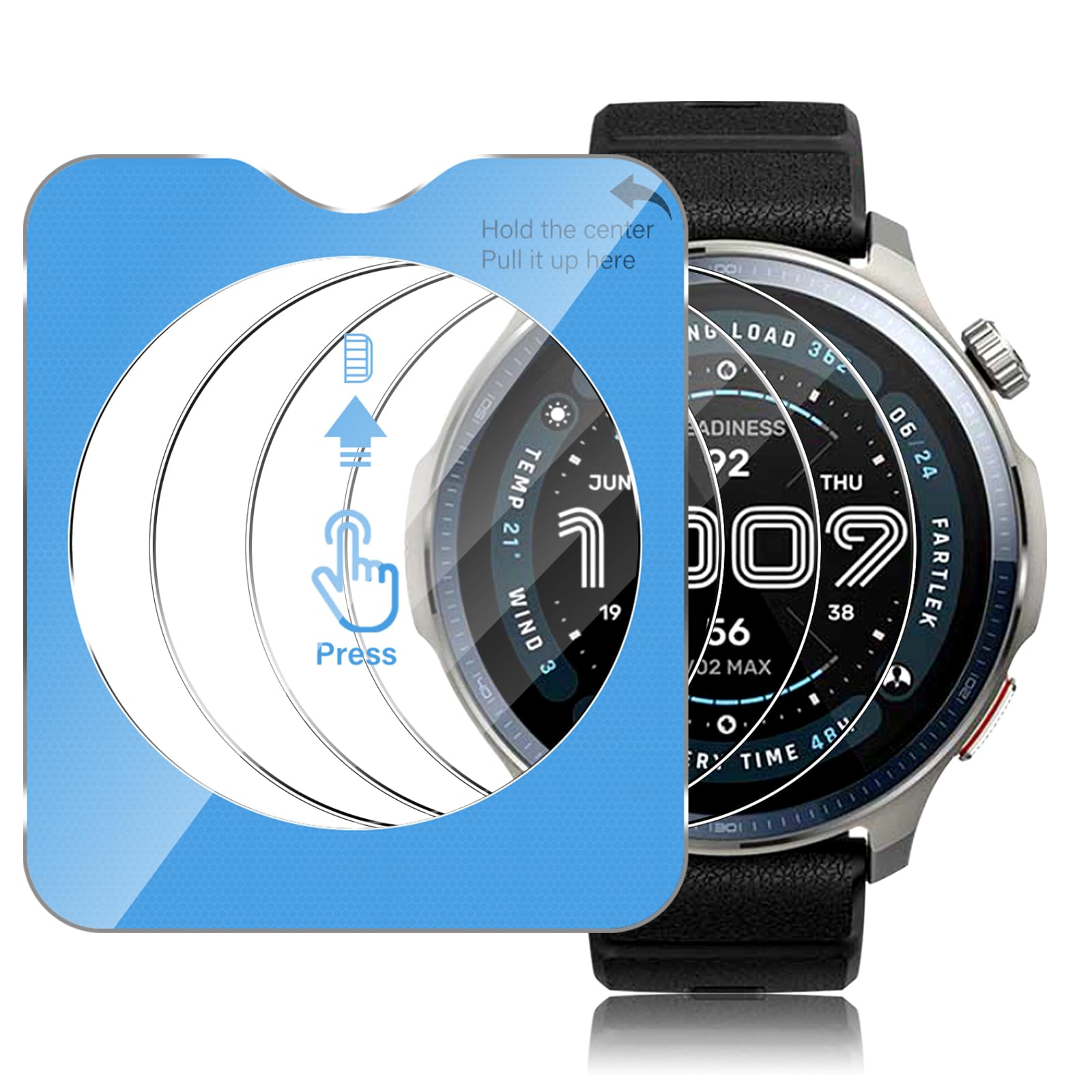 3 Piezas Protector Pantalla para Amazfit Balance 2/ COROS Pace Pro Cristal Templado, [9H Dureza Antiarañazos] [Sin Burbujas] HD Protector Reloj con localizador Preciso, Transparente
