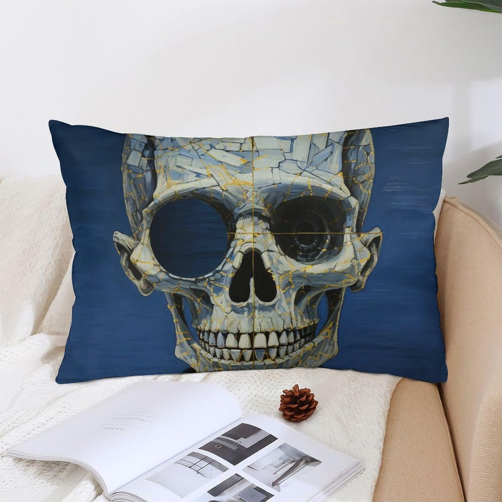 NTVOWPZO Decoration Throw Pillow Covers 12 "x20 Pillowcases Covers Mirror Skull Soft Pillowcases Modern Farmhouse Home Decor Sofa Cushions Covers for Couch Bed Living Room