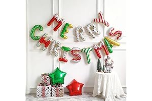 Donut Christmas Foil Balloon Banner with Base