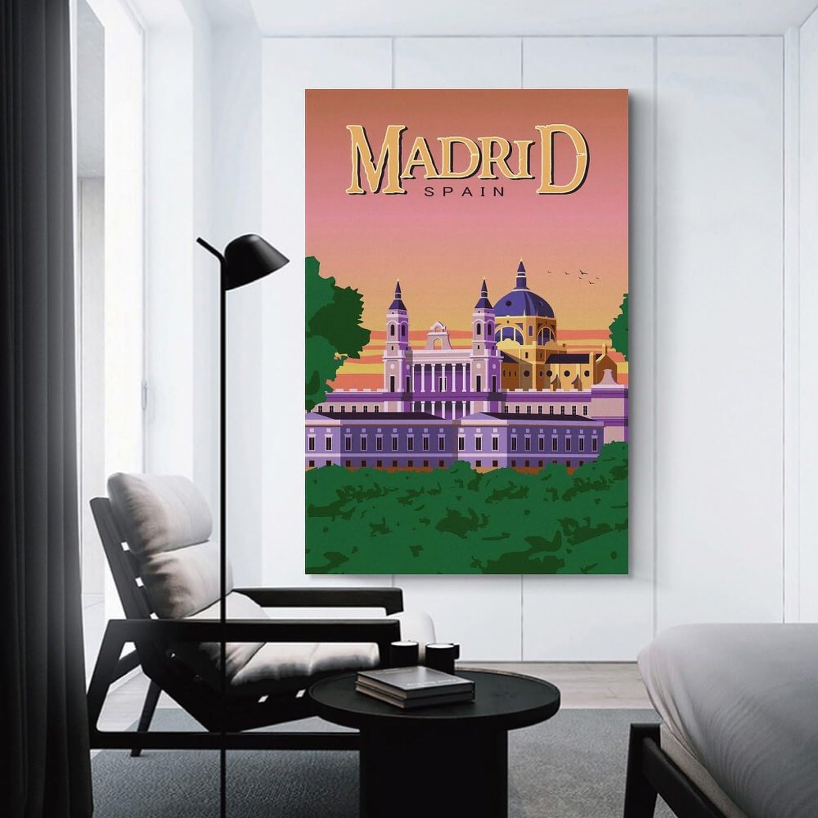 Junmoney Wall Art Print Madrid, Spain Travel, 24x36inch(60x90cm), for Living Room, Lounge Or Sitting Room, Eye Catching Artwork for Blank Walls