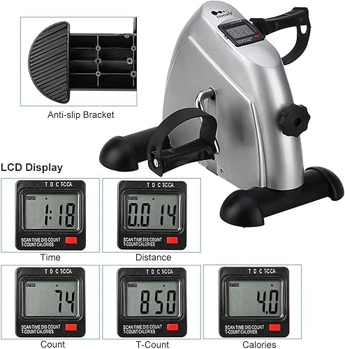 Miniatura 2 de Mini Exercise Bike, himaly Under Desk Bike Pedal Exerciser Portable Foot Cycle Arm & Leg Peddler Machine with LCD Screen Displays