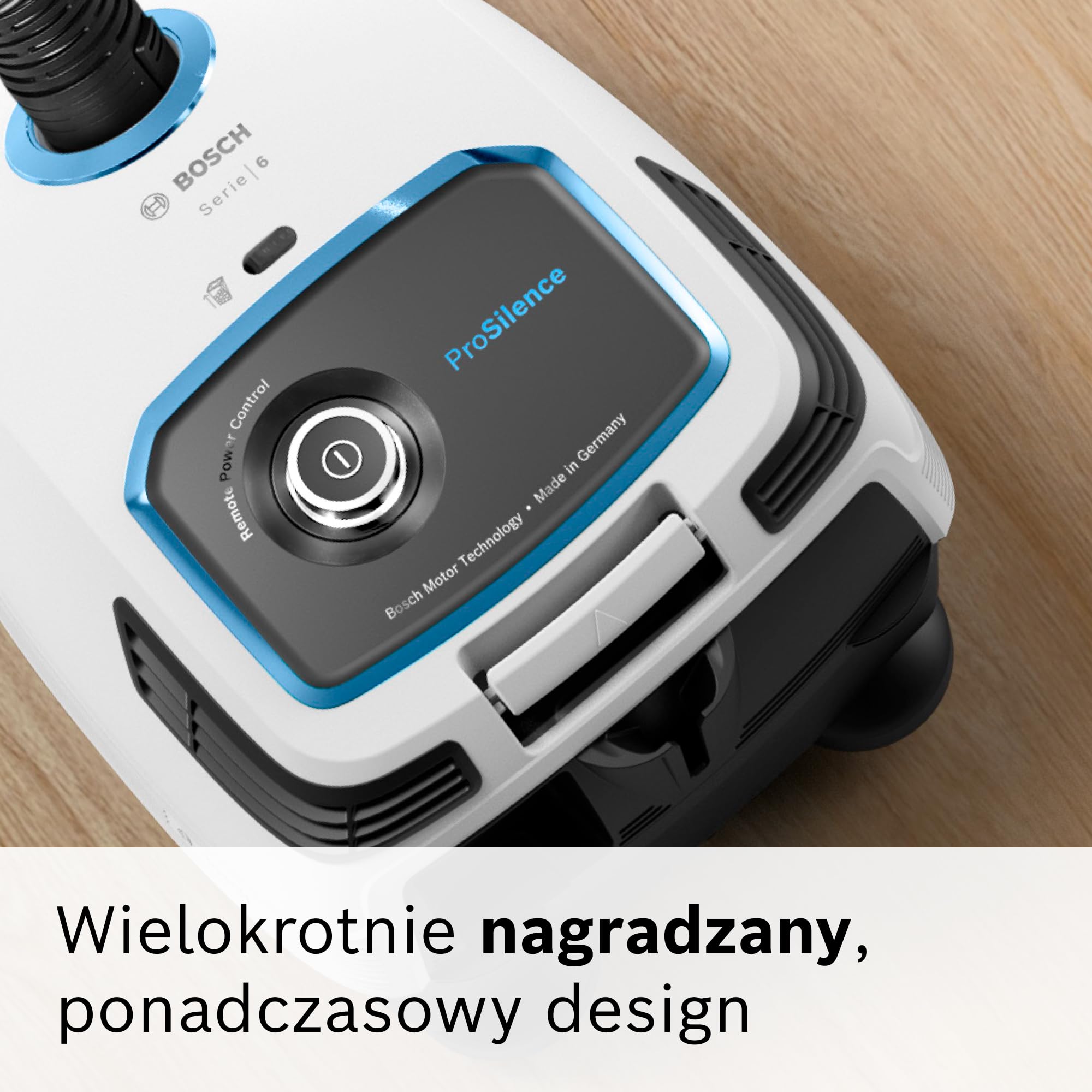 Bosch, odkurzacz workowy, cylindryczny, BGB6SIL1, 66 dB(A), filtr higieniczny HEPA, 10-letnia gwarancja na silnik, mocny, biały