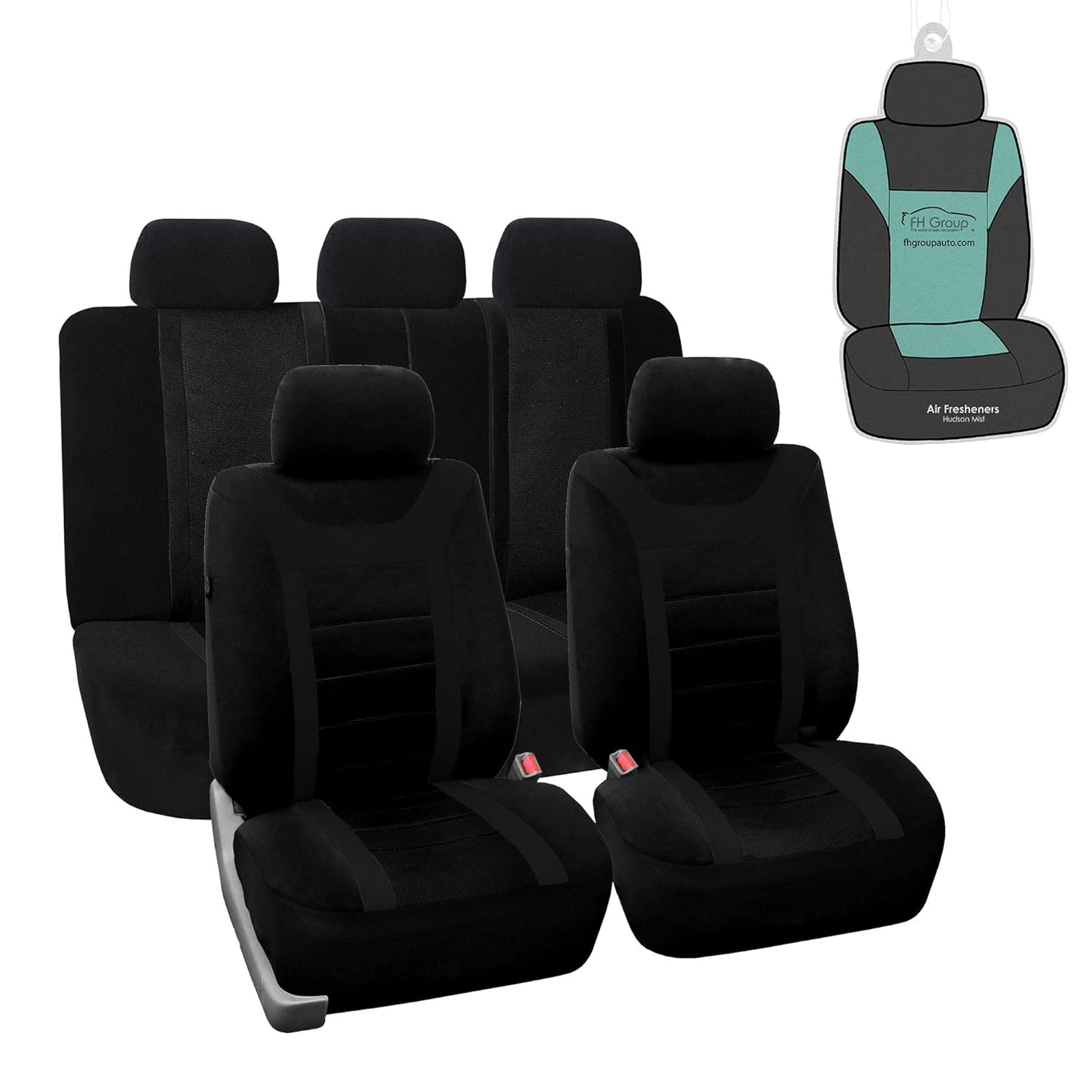 FH GROUP FHFB070115 Full Set Sports Fabric Car Seat Covers, Airbag