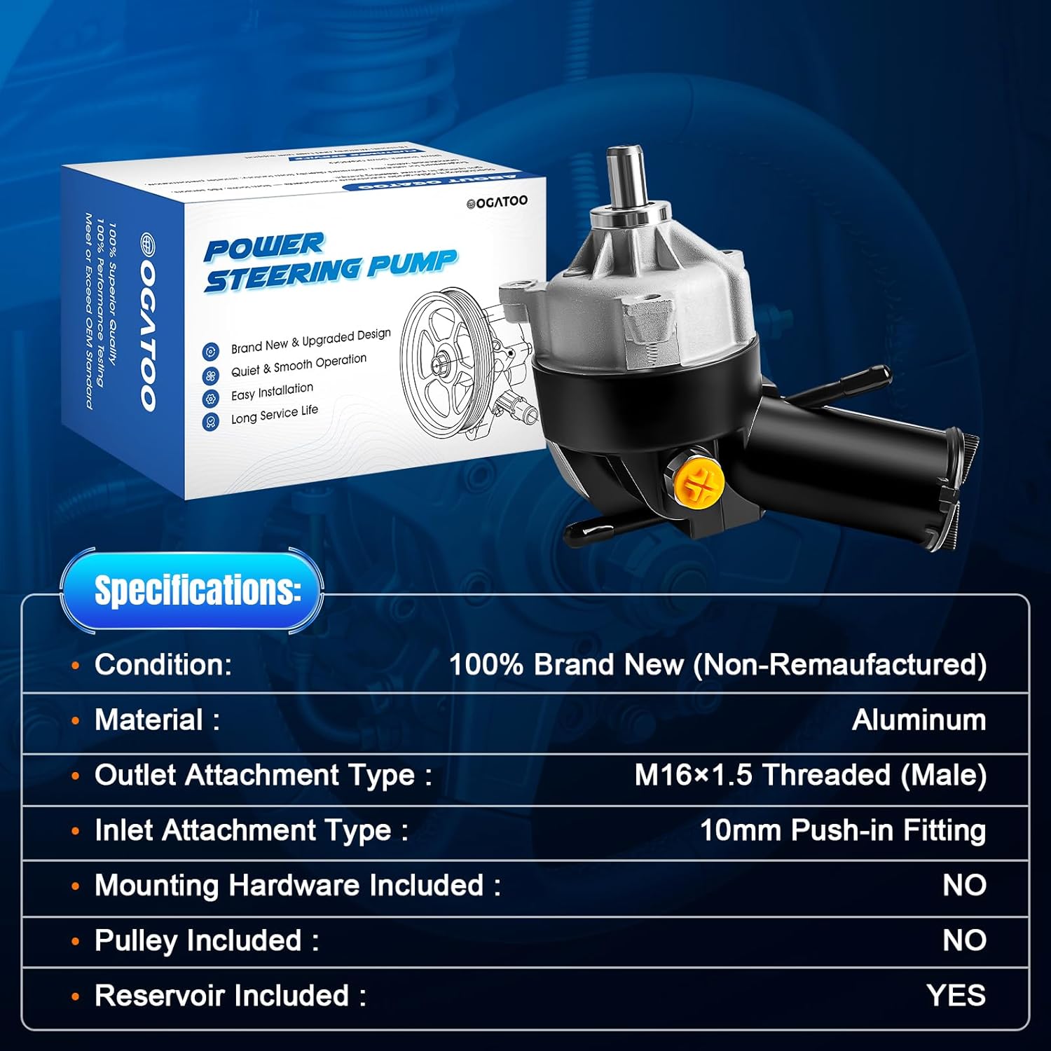 Power Steering Pump with Reservoir Fits for Ford F200, F250, F350 Super Duty, F450 Super Duty, F550 Super Duty 1990-2003, F Super Duty,Excursion Replaces 20-7238, F1TZ3A674DBRM, F2TZ3A674A