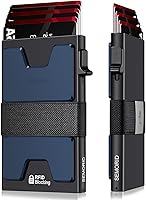 Vista 59 de Cartera delgada de aluminio para hombre, placa trasera expandible duradera, bloqueo RFID, billetera desplegable de metal minimalista, con capacidad