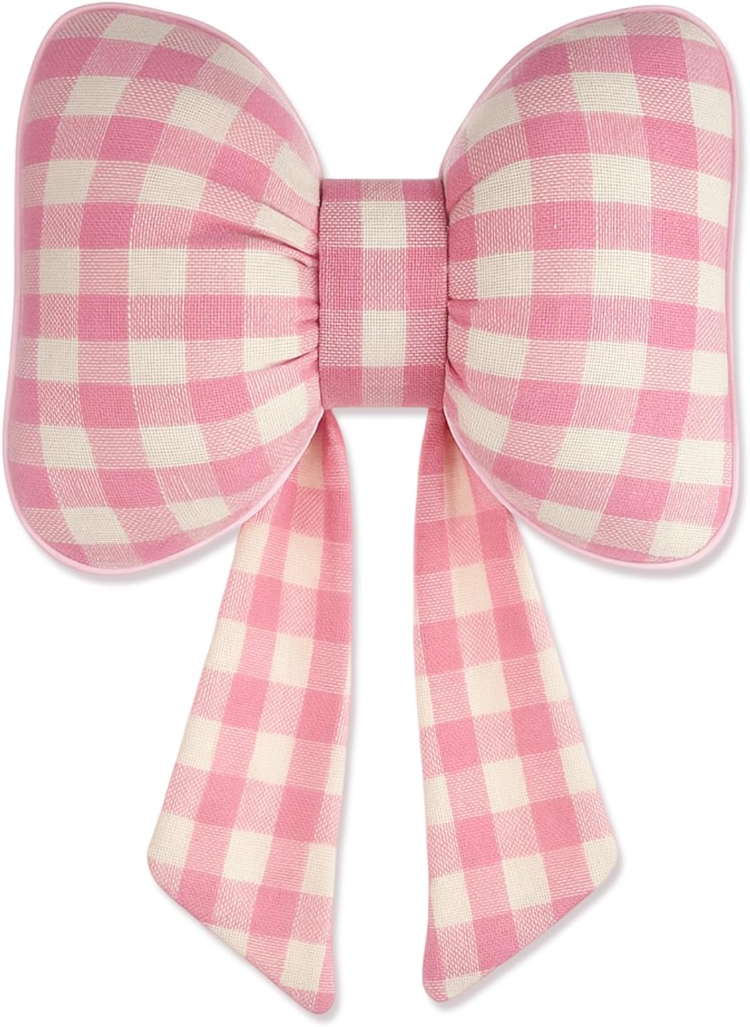 Pink Bow Pillow Soft Bow Shaped Checkered Throw Pillows Decorative Cute Canvas Cushion Aesthetic Home Decor for Room Bed Couch Sofa (11 x 8.7 Inches)