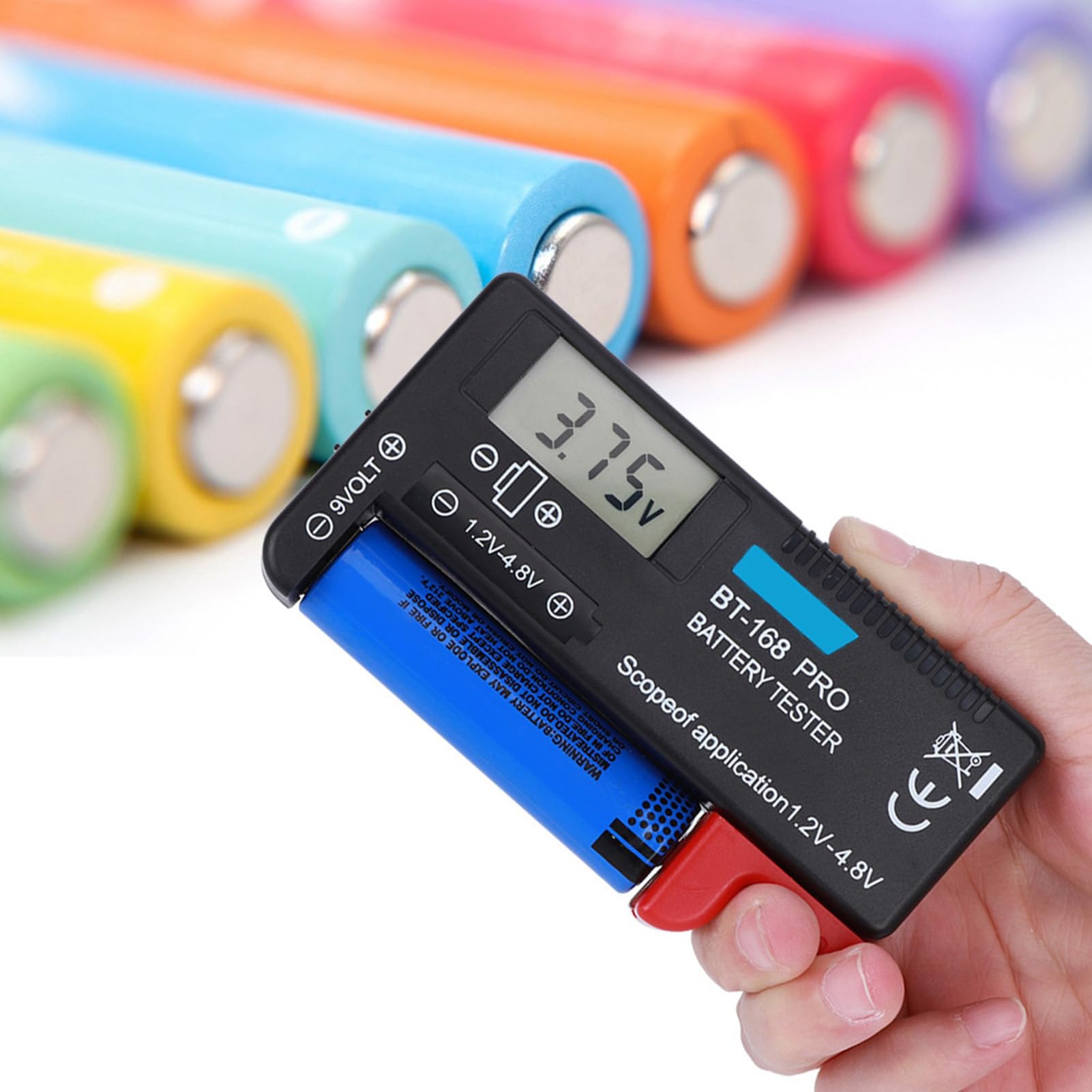 Tester Digitale della Batteria BT-168PRO, Tester del Livello di Durata della Batteria con Display LCD per CR2032 LR44 L736 6F22 9V AAA AA D C 16340 14500 10440, ecc.