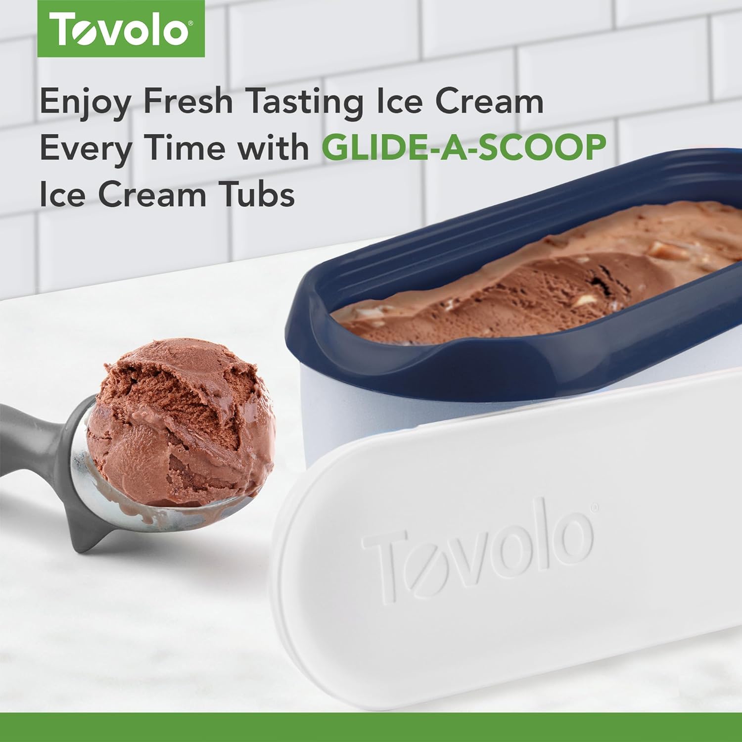 Tovolo Ice Cream Containers for Homemade Ice Cream Glide A Scoop Ice Cream Tub for Reusable Frozen Treats, 1.5 Quart BPA Free Insulated Freezer Safe Container with Lid, Deep Indigo - Image 2