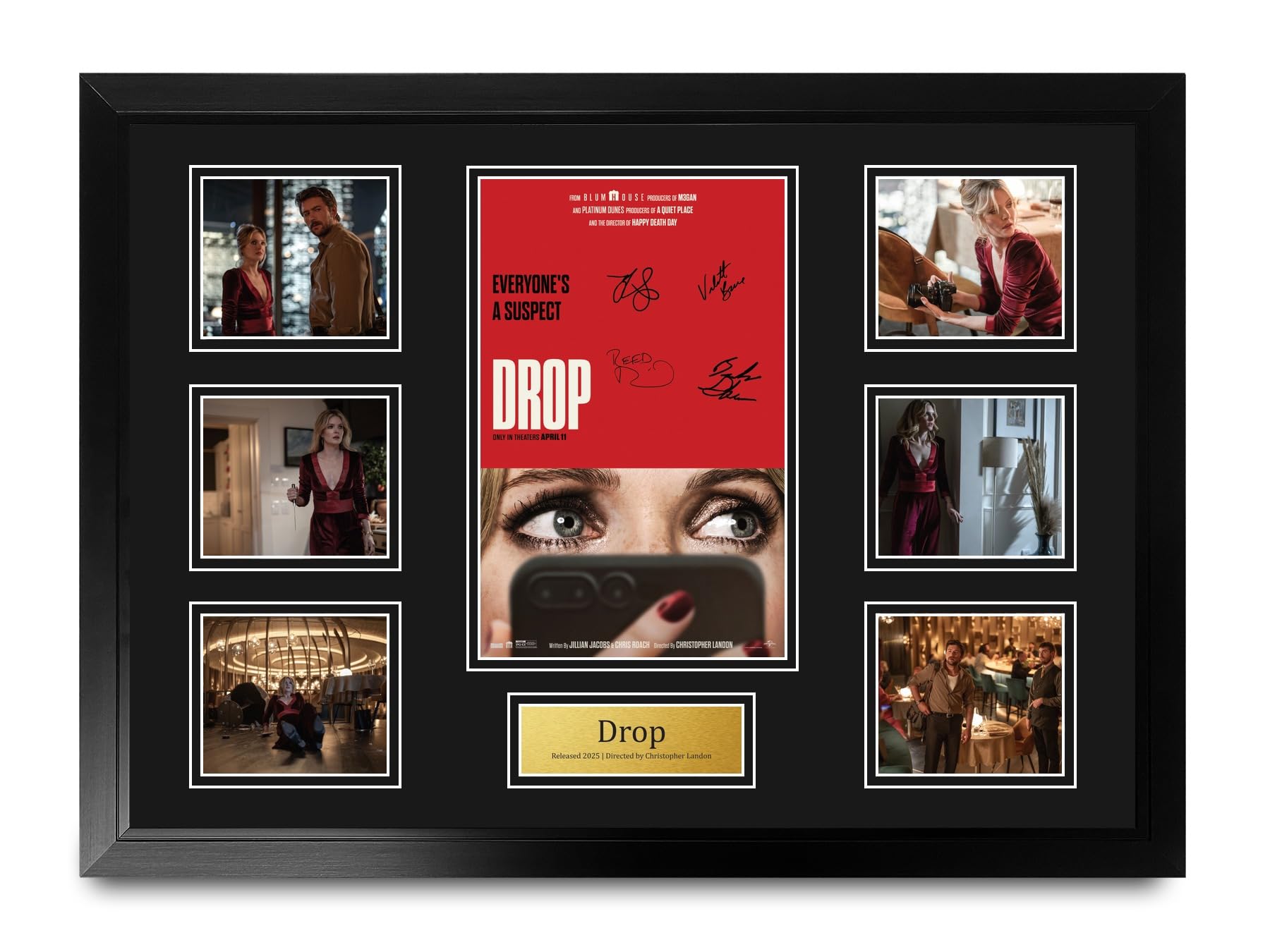 HWC Trading Drop Podpisany Plakat Filmowy A2 Deluxe w Ramie