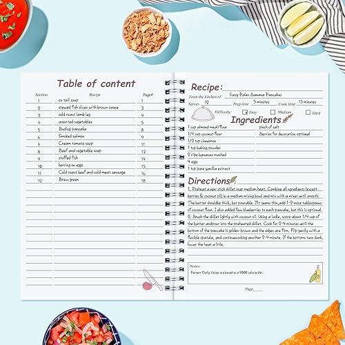 Miniatura 6 de PECULA Libro de recetas, libro de recetas de 5.6 x 8.2 pulgadas para escribir en tus propias recetas, libro de recetas en blanco, cuaderno de