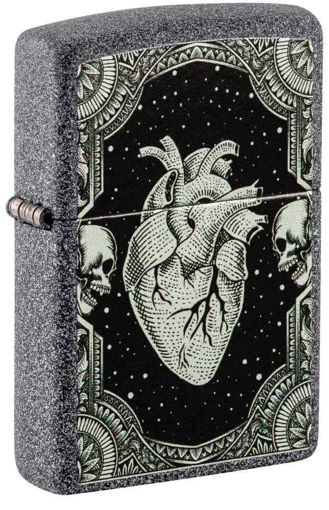 Zippo Heart Design Iron Stone Pocket Lighter