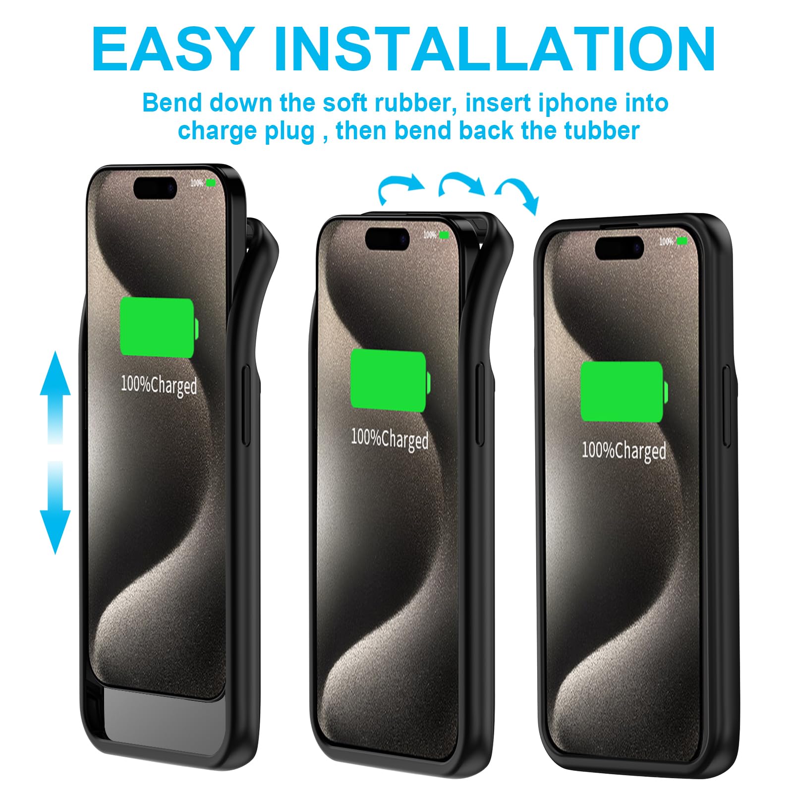 Funda de batería para iPhone 15 Pro Max, 13800 mAh, recargable, inteligente, funda de carga extendida compatible con iPhone 15 Pro Max (batería de respaldo de 6.7 pulgadas, color negro)