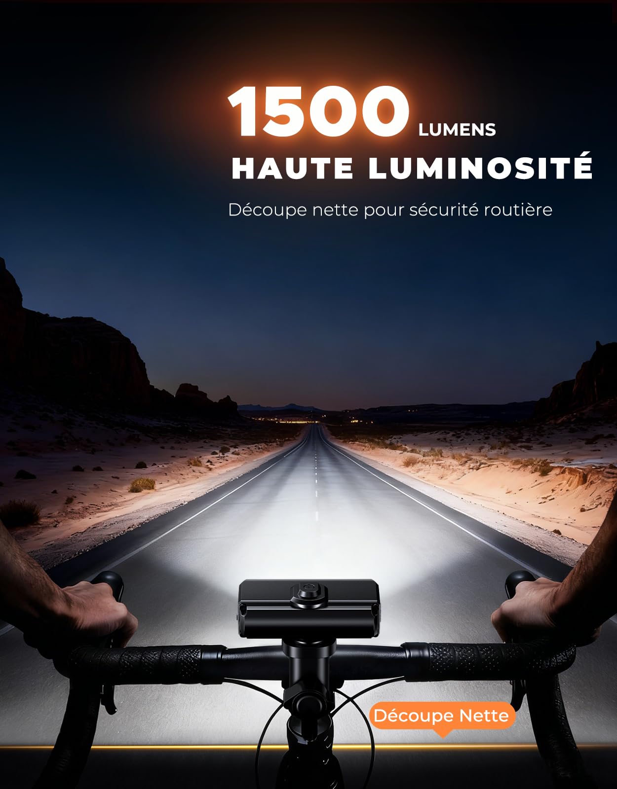EOIWUY Lumiere Velo Avant et Arriere 1500LM Super Lumineux Eclairage Velo LED Rechargeable USB IP65 Lampe Velo