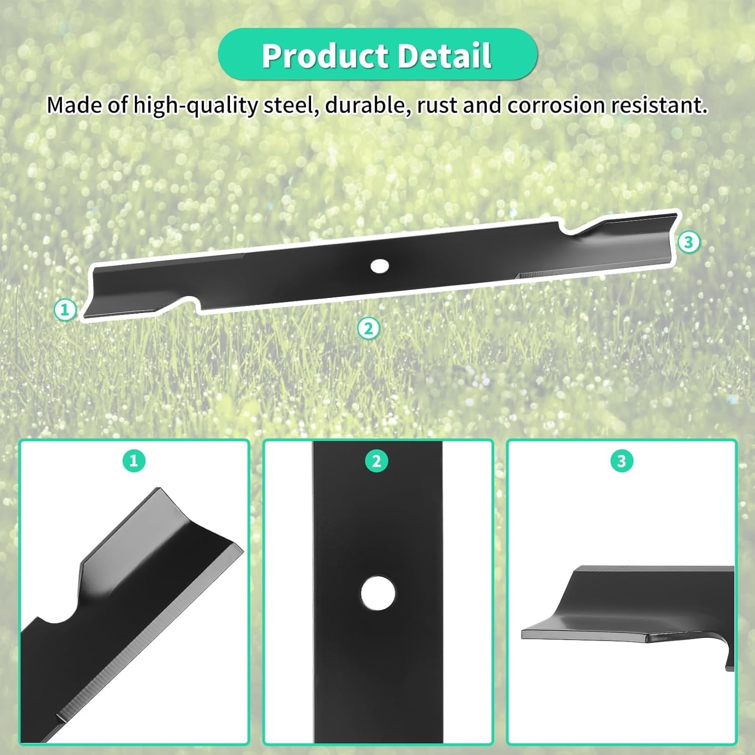 038-6050-00 High Lift Notched Blades, 038-6060-00 Mower Blades Compatible with Bad Boy Toro Ex-Mark 60 Inch Deck Lawn Mowers, Replaces 103-0301 105-7718 038-2007-00, 3 Pack