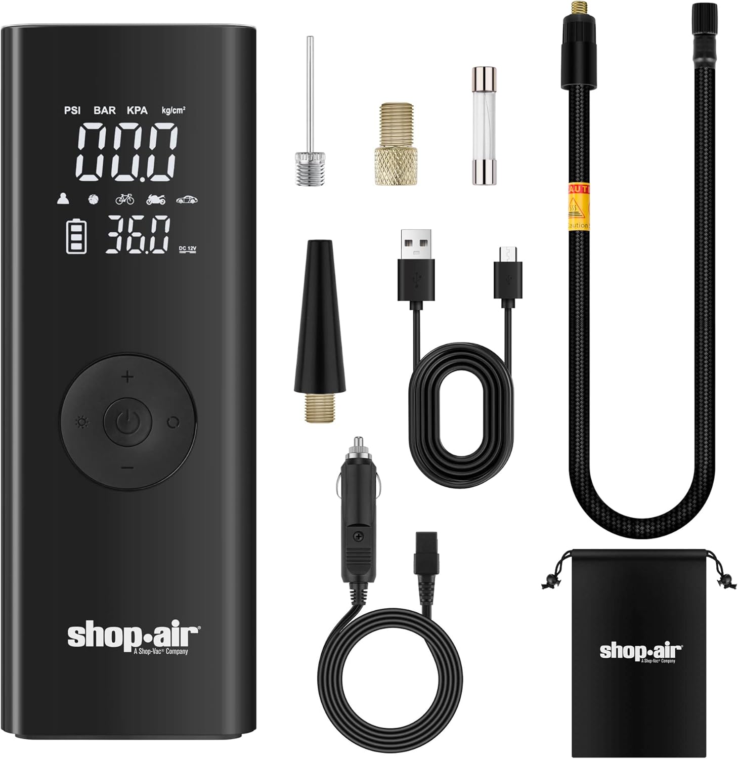 Tire Inflator Portable Air Compressor, Cordless 150PSI Tire Pump for Car, 2X Faster Inflation with LCD Dual Screen, LED Light, Auto Shut-off, 6000mAh Battery & 12V DC Power Cord 12 Volts