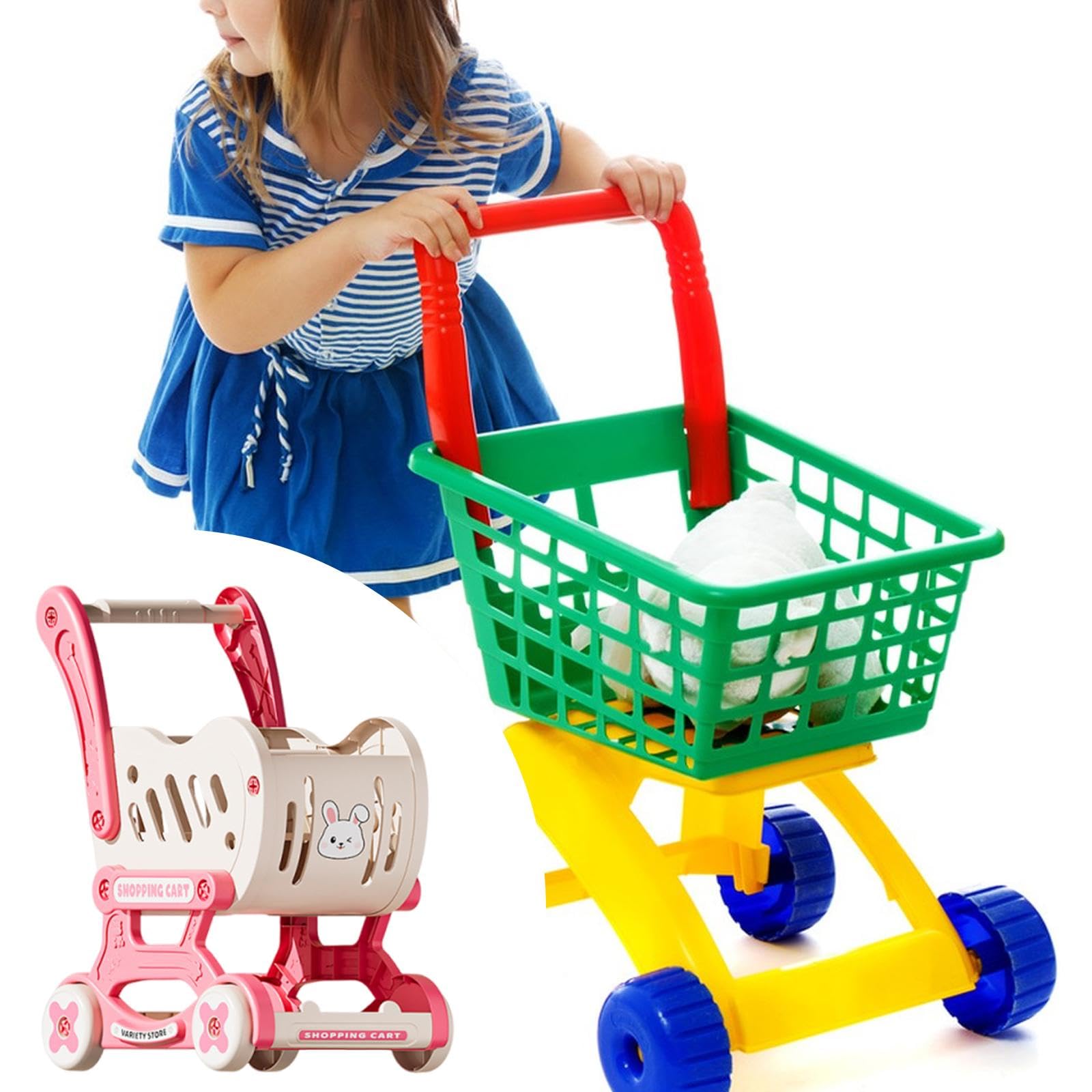 Harilla Carrelli della Spesa, Carrelli a Mano per Supermercati, Carrelli della Spesa Giocattolo, Giocattoli Interattivi per Bambini Piccoli per L'apprendi, Rosa