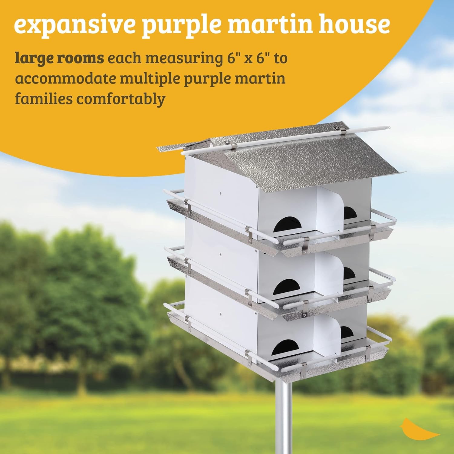 Birds Choice Premium Aluminum Purple Martin House – 8 Room, 2 Floor Birdhouse with Starling Resistant Entrance Holes, Ventilated Roof & Easy Cleaning, Unassembled– USA Made