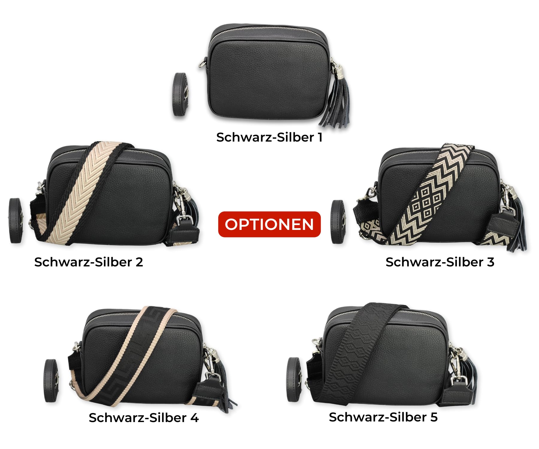 Brise Art KIRA Silber Umhängetasche Echtleder Handgefertigt Crossbody Bag
