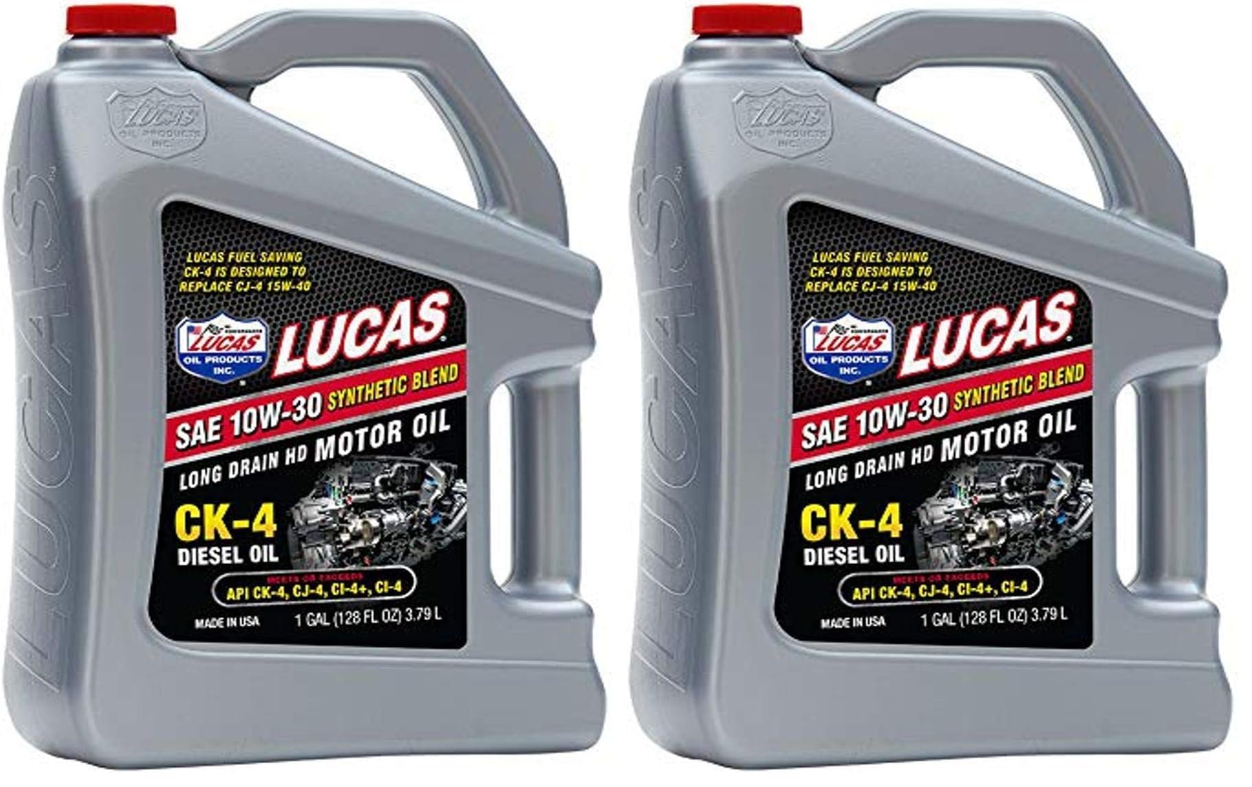 Lucas Oil Synthetic SAE 10W-30 CK-4 Motor Oil, 1 Gallon (Pack of 2)