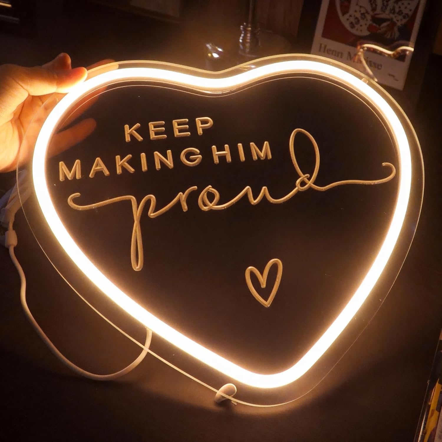 Keep Making Him Proud Neon Sign, Decorative Neon Light Sign for Memorial Gift, Sentimental Gift Bereavement Keepsake, Loss of Loved One, Anniversary of Passing, Loss of Dad, Grandad Remembrance Gift