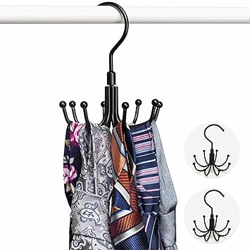 SCUNDA Belt Hanger, 2 Pack Metal Belt Rack, Closet Organizer and Tie Rack for Tie, Purse, Scarf, Bra, Tank Top(8 Hook, Black)