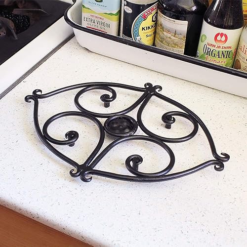 Miniatura 7 de Salvamanteles de hierro forjado para estufa de leña, color negro