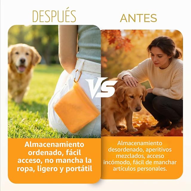 Foto 6 de 8 de Juego de Silicona Bolsa Premios Perro de 2 Piezas, Bolsa Chuches Perro de Silicona Portátil